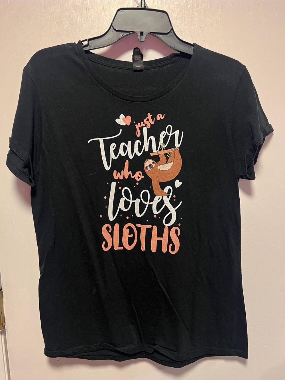 Black 'Just a Teacher Who Loves Sloths' Graphic Tee